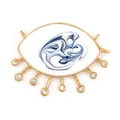 Gold-plated copper evil eye charm with white enamel, blue center and zircon accents - Dark Blue Texture Eye M9168641-Dark Bl