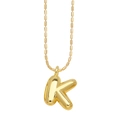 3D balloon letter K pendant necklace in polished gold finish with beaded ball chain - Letter K