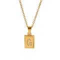 Close-up of 18k gold plated square pendant with sparkling cubic zirconia letter G - Letter G (TN3001-G)