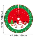 Red Christmas tree skirt with festive cartoon prints and green snow edge, 47 inch diameter - Green Border Cartoon