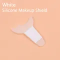 White silicone eyelash shield and eyeliner tool for precise makeup application - Long Handle / White