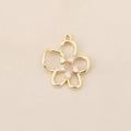 Detail of 18K gold plated flower pendant with five sparkling cubic zirconia crystals - PJ0193-Gold Small Flower Zirconia