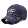 Berretto da baseball blu navy lavato con ricamo vintage e corona morbida regolabile - Regolabile / Blu navy