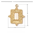 Detail view of a 19x14mm vintage gold stainless steel shell pendant with dimensions - Gold White Shell Rectangle (VG050)