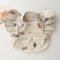 Waterproof baby bib with colorful dinosaur prints and ruffled wings shoulder design - Wings - Slender-tailed Dragon / One Size