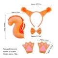 5-piece orange squirrel plush costume set with headband tail and paw gloves for kids - Amber Squirrel Ears 3pcs Set + Amber Gloves