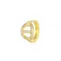 Elegant gold geometric hoop earring with micro-paved white zircons for a luxury look - Geometric D Style (EK00196) / Gold