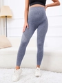 Dettaglio macro dei leggings premaman senza cuciture a vita alta in grigio melange - S / Blu grigio
