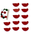DIY Christmas cake topper set with red felt slices, wooden sticks and colorful plush balls - Pompom Hat Set 4 (12pcs DIY)