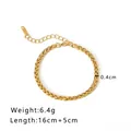 Massives 18K vergoldetes Edelstahl-Gliederarmband mit verstellbarem Karabinerverschluss - Weizenketten Stil (NB-B1009)