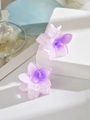 Detail of purple gradient resin flower hair claw with translucent petal layers - Purple (Single Piece)