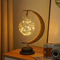 Veilleuse LED lune et pomme avec corde de chanvre et guirlandes en cuivre pour décoration - 0.12w / Blanc Chaud - Pomme Type USB