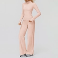 Damen Sportset in Hellrosa mit Reißverschlussjacke und weiter Hose für Freizeit - S / Nude Rosa (Jacke + Weite Hose)