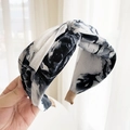 Cerchietto in tessuto con motivo a inchiostro e elegante design a nodo bianco e nero - 4# Bianco e Nero