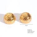 18K gold plated stainless steel stud earrings with golf ball texture and 20mm round shape - E664-10(Golf Texture)