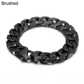 Bracelet gourmette 15mm pour hommes en acier inoxydable noir mat brossé - Noir Brossé