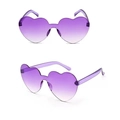 Lunettes de soleil sans monture en forme de cœur violet avec design intégré sans couture - Violet Dégradé