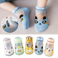 5-pack breathable mesh cotton kids socks with cute animal cartoons in various pastel colors - Bee Series / XS(0-2Y)