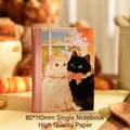 A6 plush cat diary featuring hand-drawn Puff Meow design in compact 80x110mm size - Warm Afternoon