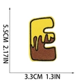 Letter E honey bee themed embroidery patch with yellow and brown melting effect 5.5cm - Letter E Style (XT287)