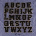 Toppe lettere in ciniglia nera 5,5 cm con bordo glitter oro set completo 26 pezzi A-Z - G1-1-L/5,5cm/Nero/Set di 26 Lettere