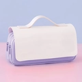 Light purple dual-layer astronaut pencil case with handle and large storage capacity - Blank Purple