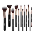 12pcs black makeup brush set with rose gold ferrules and brown gradient bristles - 12pcs Black Gold OPP Bag