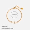14K gold plated double-layered stainless steel bracelet with zircon charms for women - Double Layer Thin Chain 4-Zircon Bracelet