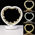 Heart-shaped amethyst crystal night light with USB wood base in warm and cool light modes - [white-framed Heart-shaped Tricolor] Citrine / Brown Kraft Paper Box Packaging (17*10.5*20.5cm)