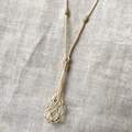 Handmade bohemian style cotton cord net pouch necklace for stones and crystals - Empty Net Bag / Off White