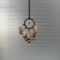 Handmade mini dreamcatcher with brown feathers and metal bells for car or home decor - Black Bell Feather Style (MS0080A)
