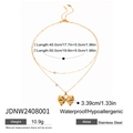 Detailed view of layered 18k gold stainless steel necklace with bow pendant specifications - Double Layer Gold Bow Style (JDNW2408001)