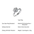0.5ct moissanite six-prong ring in S925 silver with 18K gold and rhodium plating - Classic Six-Prong Style / 0.5 Carat / 5.0mm