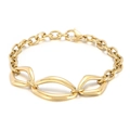 Bracciale a catena vintage dorato in acciaio inossidabile con ciondoli geometrici e chiusura a moschettone - Stile Catena Geometrica Dorata (KB163450-Z)