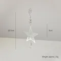 Silver metal star ornament with hollow patterns and crystal droplet for Xmas tree - Silver Star