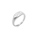 Macro shot of silver-toned oval signet ring featuring 11:11 engraving on polished surface - US 6 / 11:11 Oval Ring-Silver