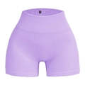 High waist light purple seamless ribbed yoga shorts in elastic nylon fabric mix - S / Light Purple