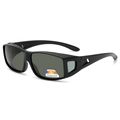 Polarized fit-over sunglasses with black frame and dark green lenses for cycling and outdoor - Matte Black Frame Green Lens
