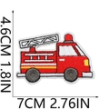 Brandweerwagen geborduurde strijkapplicatie voor kinderen met afmetingen van 7 cm x 4,6 cm - Nr. 2-Cartoon Brandweerwagen