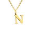 Elegant gold titanium steel necklace featuring a serif letter N alphabet pendant - Letter N / Gold