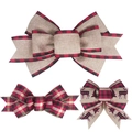 Set di 3 fiocchi natalizi in iuta con quadretti rossi e neri e motivi di renne - Stile Lino Plaid Rosso Nero (Other)