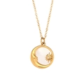 Natürlicher Muschel-Sonne-Mond-Stern-Anhänger Gold