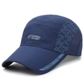 Navy blue quick-dry baseball cap with side mesh vents and white sport logo - Adjustable / Navy Blue