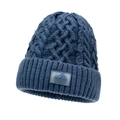 Berretto invernale blu scuro a trecce con fodera in pile e toppa quadrata con logo - Regolabile / Blu