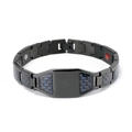 Bracciale magnetico da uomo in lega nera con inserti decorativi in fibra di carbonio blu - Fibra di Carbonio Nero