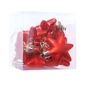 Vibrant red Christmas star ornaments set with glossy and matte finishes in a clear box - Red