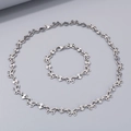 Set di collana e bracciale in acciaio inossidabile con maglie a farfalla e rombi - Collana 19cm Peso circa 8g / Color Acciaio