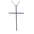 Collana con ciondolo a croce vintage e zirconi blu in finitura argento scuro - Stile Croce Canna di Fucile in Zircone Blu Snello (NB02-3) / Canna di Fucile/Blu