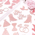 Set de confettis roses pailletés avec robe de mariée et bague pour fête prénuptiale - Ensemble She Said Yes Bague Robe Oiseau Nœud / Or rose