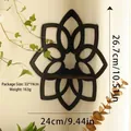 Black wooden lotus flower corner shelf for wall decor with minimalist cutout design - Lotus Shape Wall Mount / Black (Lotus Style) / 24*26.7cm